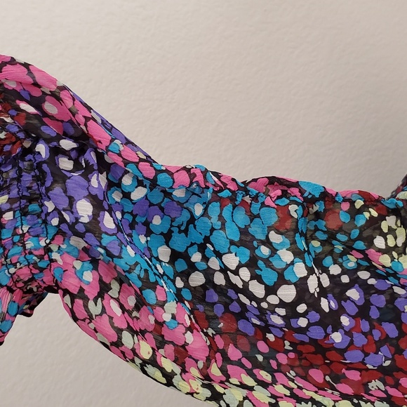 Poetry Clothing static vibrant multicolor watercolor print elasticized waist Lrg - Picture 3 of 8